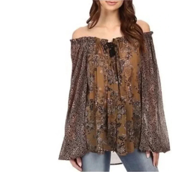 Free People Hendrix Olive Green Long Sleeve Blouse Top Size Small - Picture 3 of 12